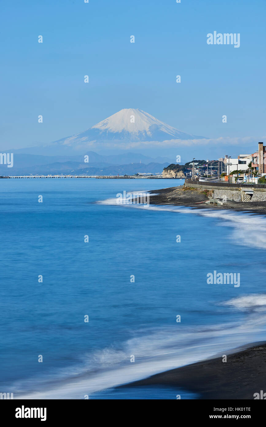 View Of Mount Fuji And Sea From Inamuragasaki On A Winter Morning Kanagawa Prefecture Japan Stock Photo Alamy