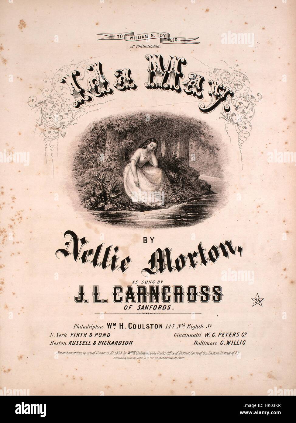 Sheet music cover image of the song 'Ida May', with original authorship ...