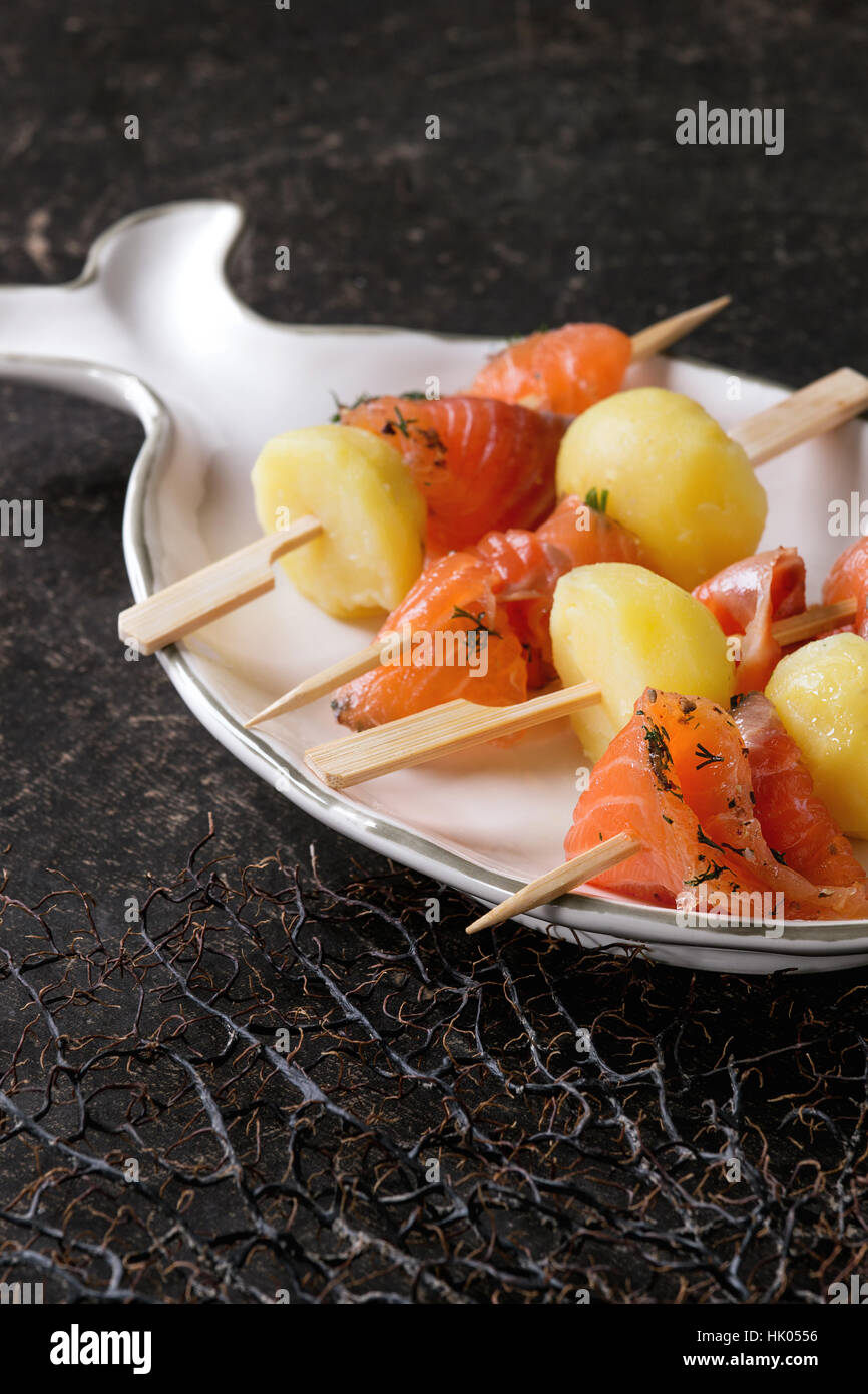 Appetizer with smoked salmon and potatoes Stock Photo Alamy