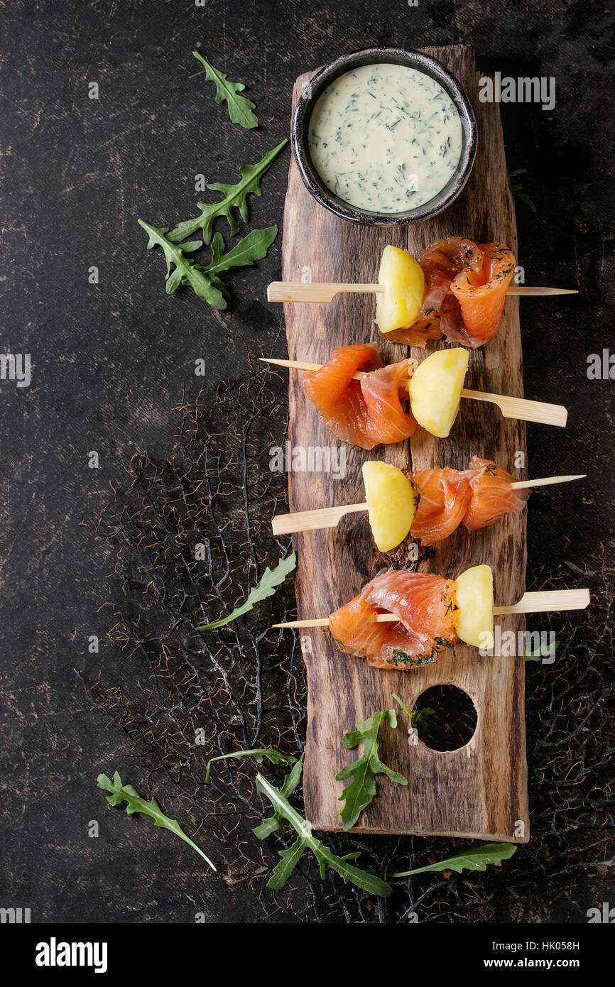Appetizer with smoked salmon and potatoes Stock Photo Alamy