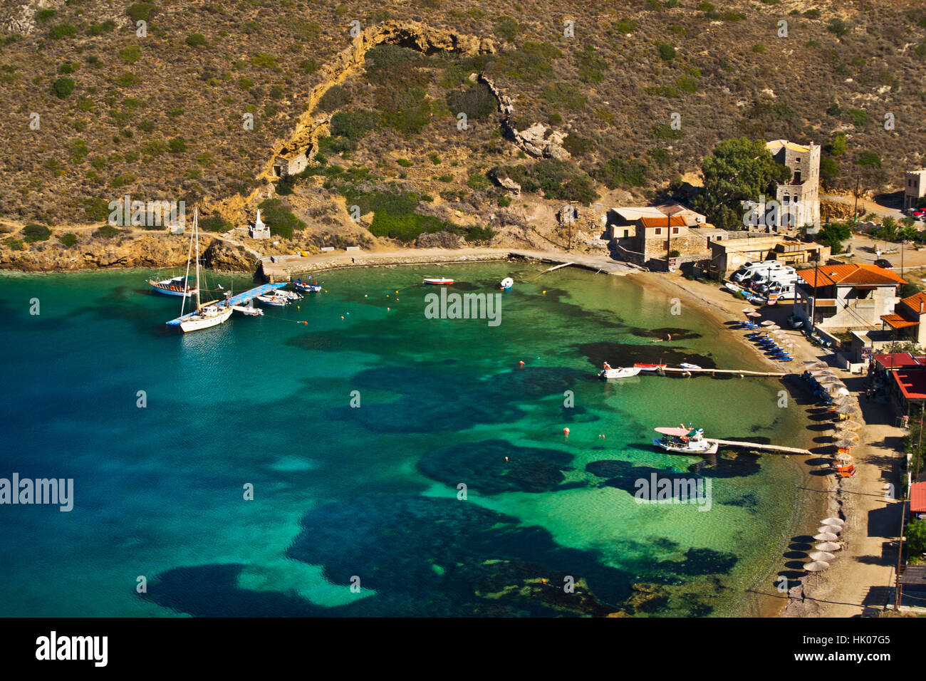 europe, greece, peloponnese, mani, west coast, porto kagio, village, port,  beach Stock Photo - Alamy