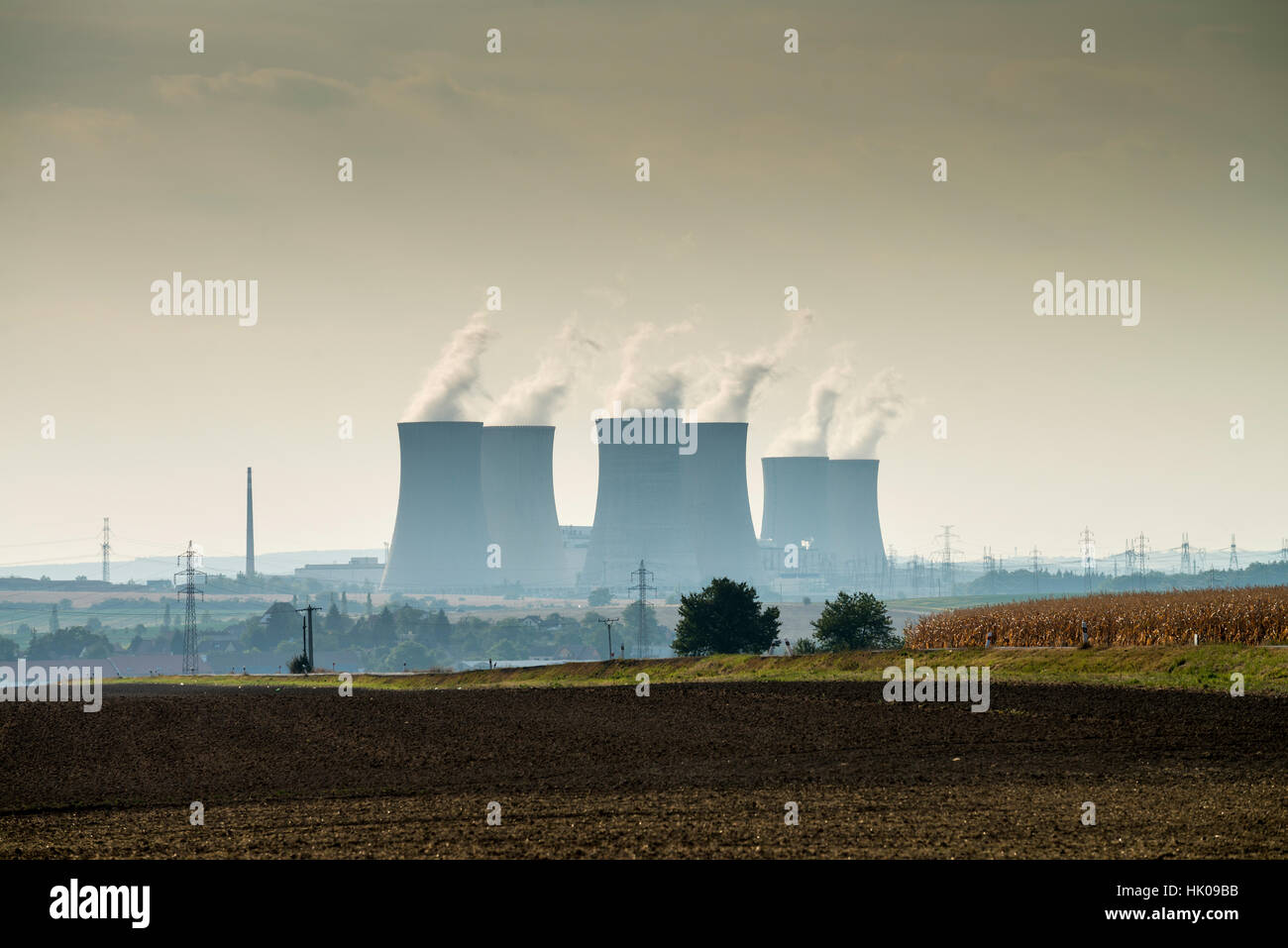 Dukovany Nuclear Power Station of the CEZ Group, South Moravia, Czech Republic, Europe Stock Photo