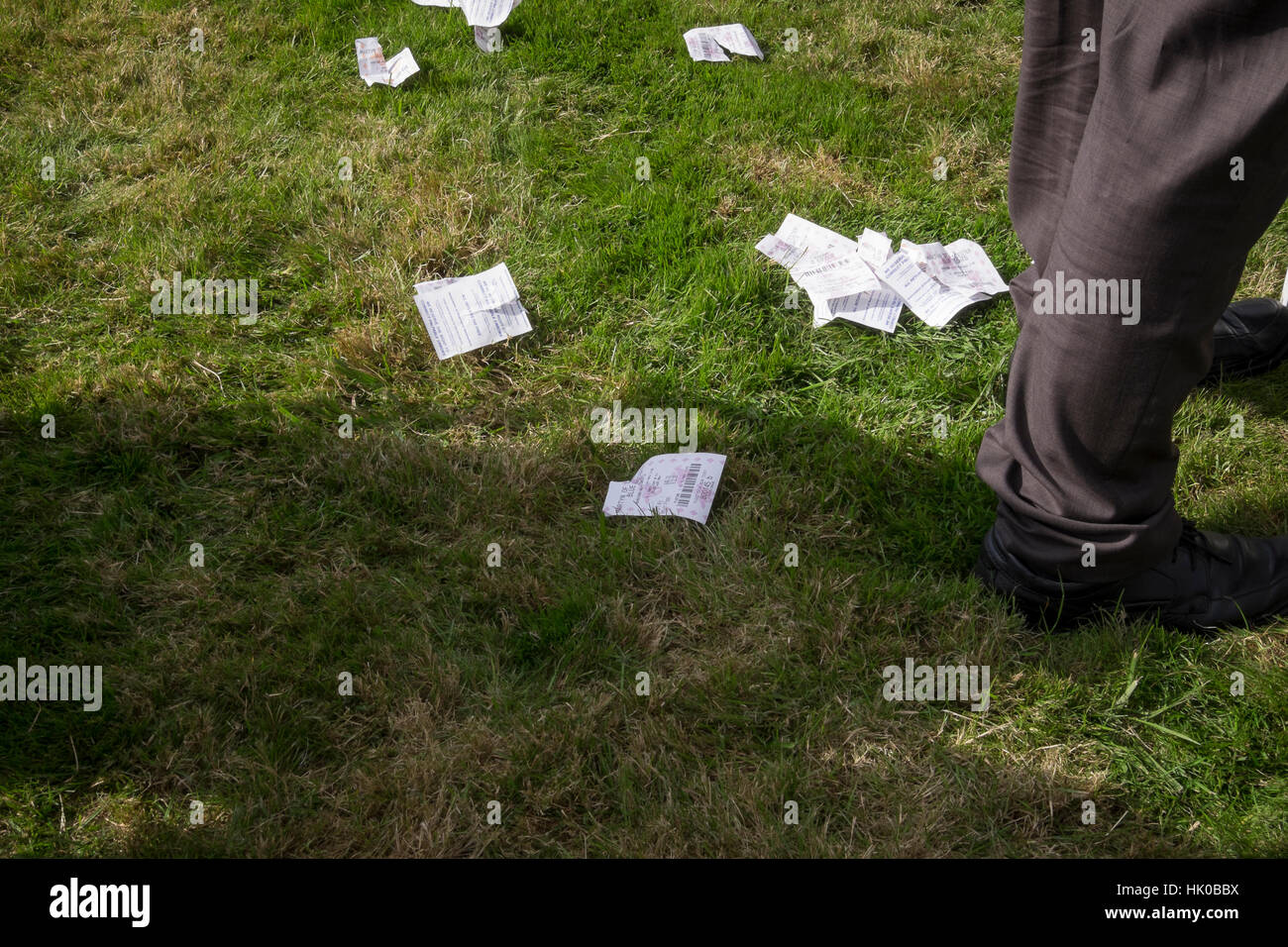 Discarded betting slips Stock Photo