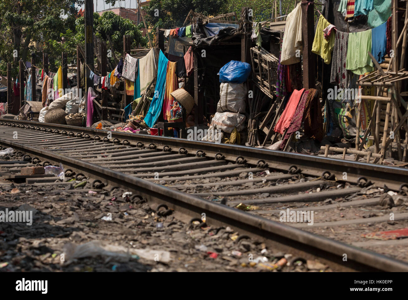 Kolkata Circular Railway Slum, Kolkata, West Bengal, India Stock Photo