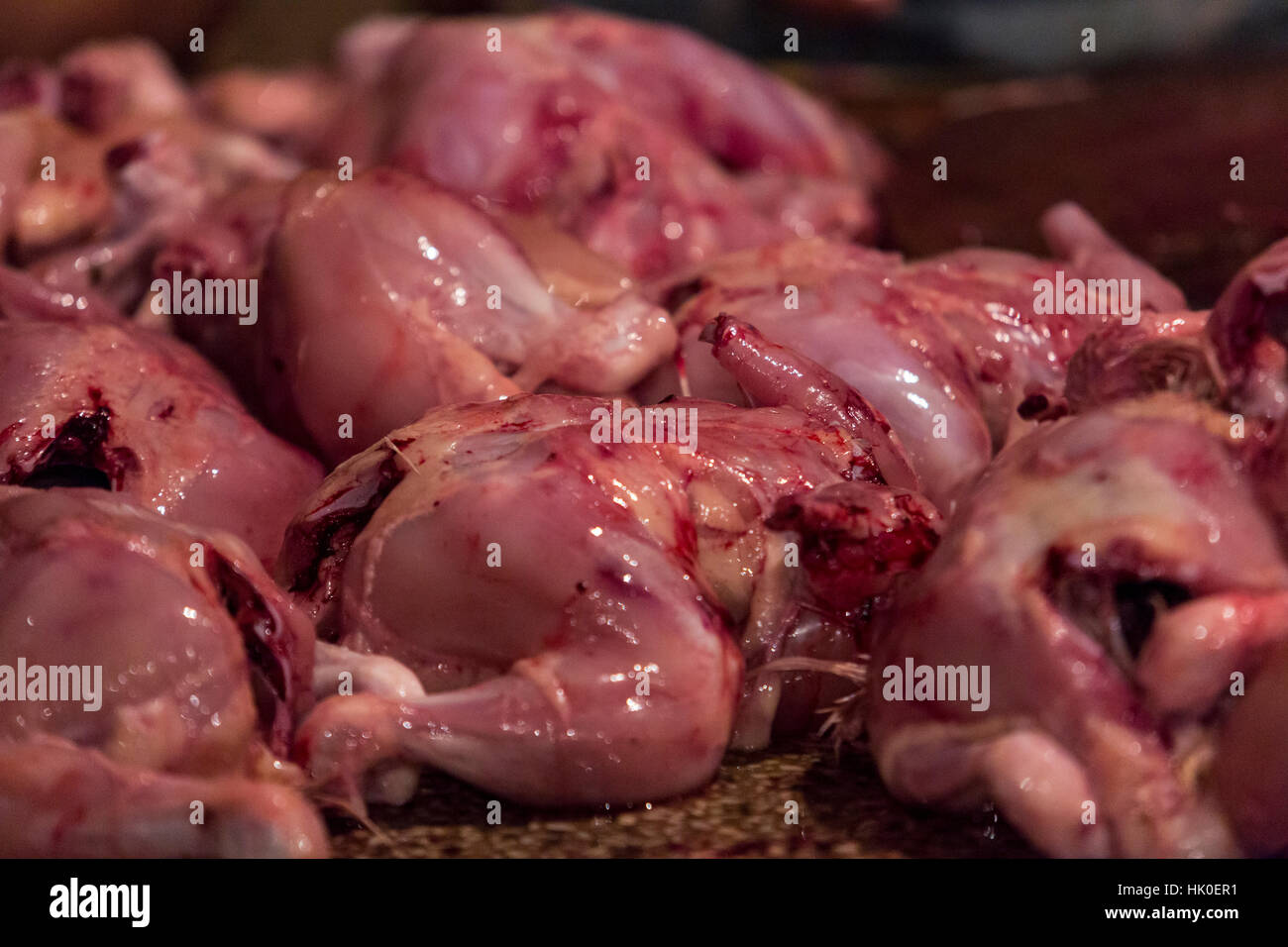 Skinless chickens. New Market, Kolkata, West Bengal, India Stock Photo