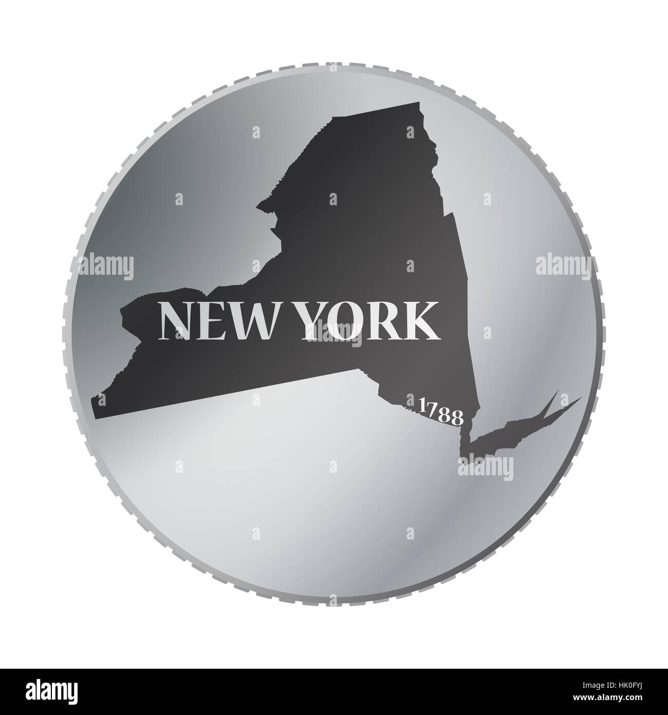 A New York state coin isolated on a white background Stock Photo