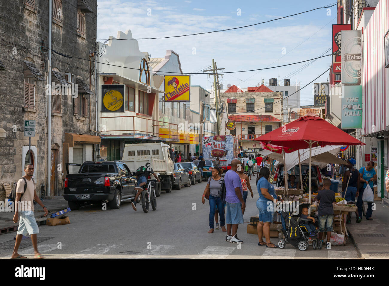 Street scene, Bridgetown, St. Michael, Barbados, West Indies, Caribbean, Central America Stock Photo