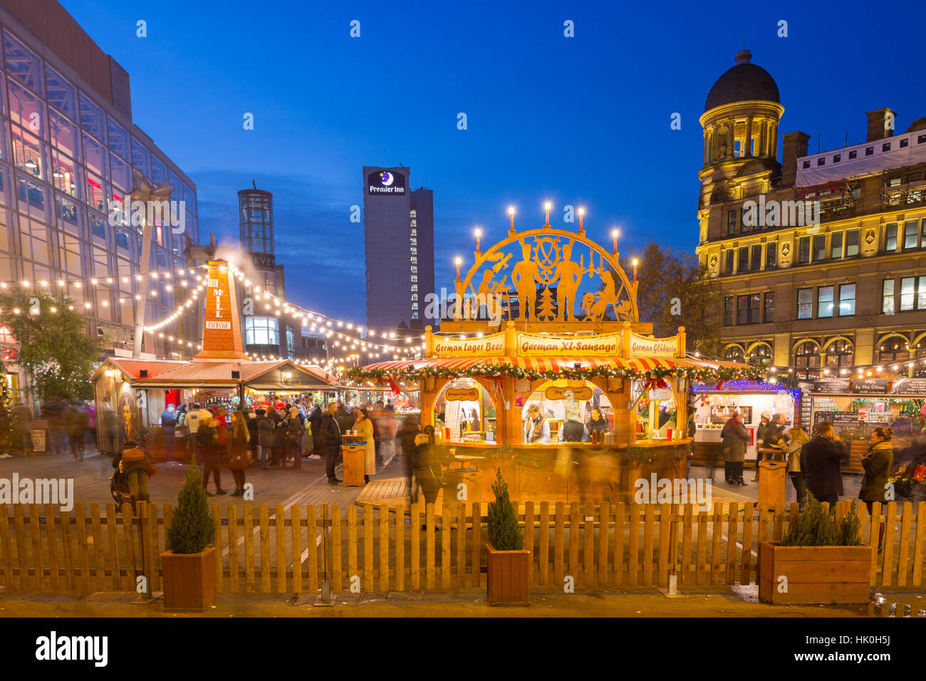Christmas Market on Exchange Square, Manchester, England, United Kingdom Stock Photo