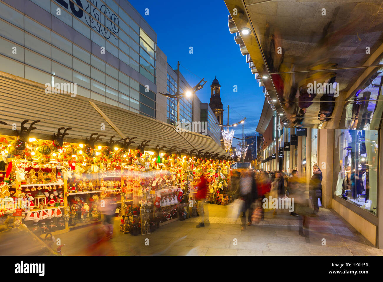 Christmas Market on New Cathedral Street, Manchester, England, United Kingdom Stock Photo