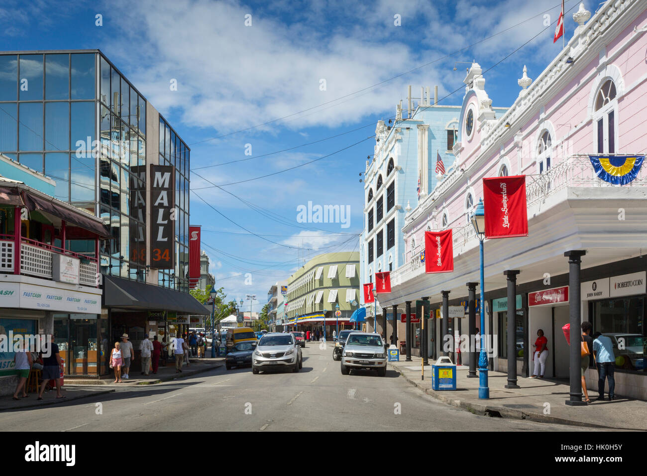 Architecture on Broad Street, Bridgetown, St. Michael, Barbados, West Indies, Caribbean, Central America Stock Photo