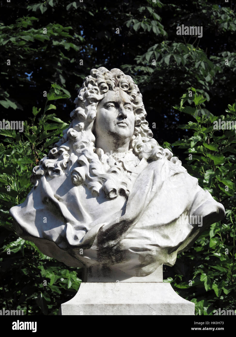 France, Paris. 1st arrondissement. Jardin des Tuileries. Sculpture of Charles Perrault Stock