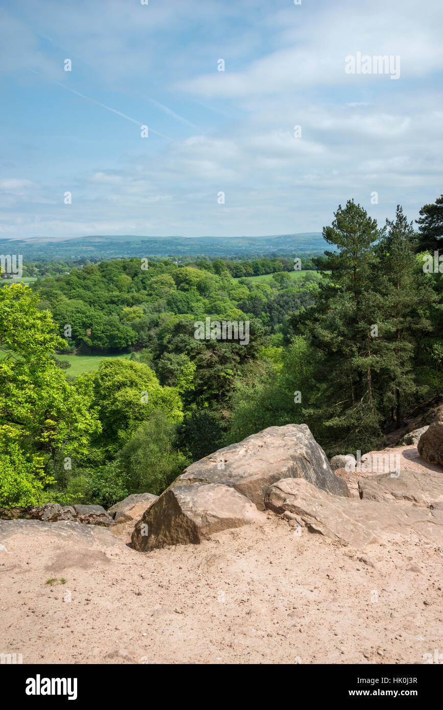 View of the Cheshire countryside from Stormy point, Alderley edge, Cheshire, England. Stock Photo
