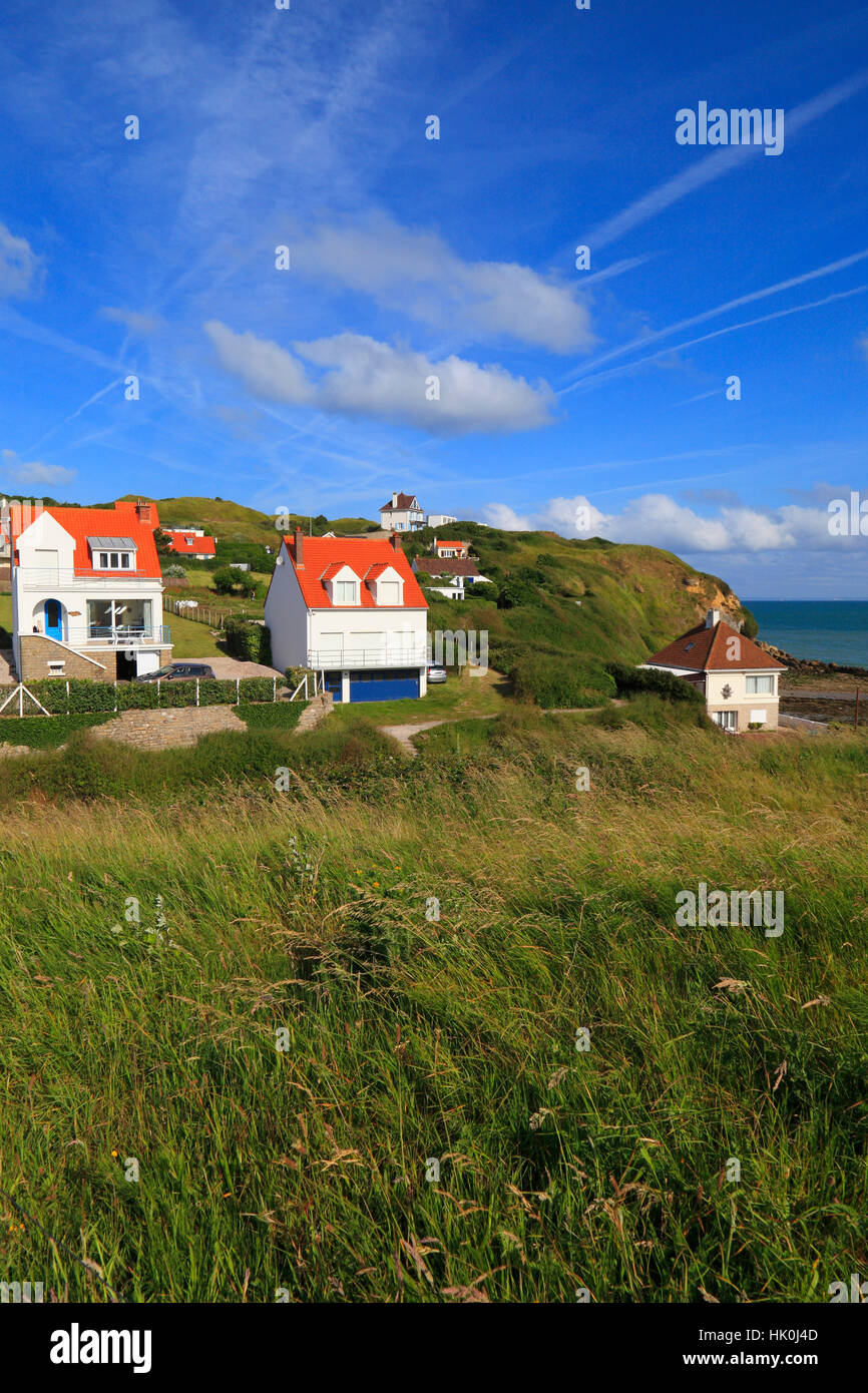 France, North Coast. Cap Gris-Nez, Audinghen, seaside houses Stock ...