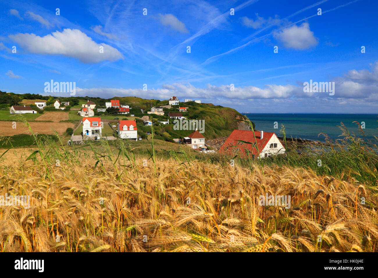 France, North Coast. Cap Gris-Nez, Audinghen, seaside houses Stock ...