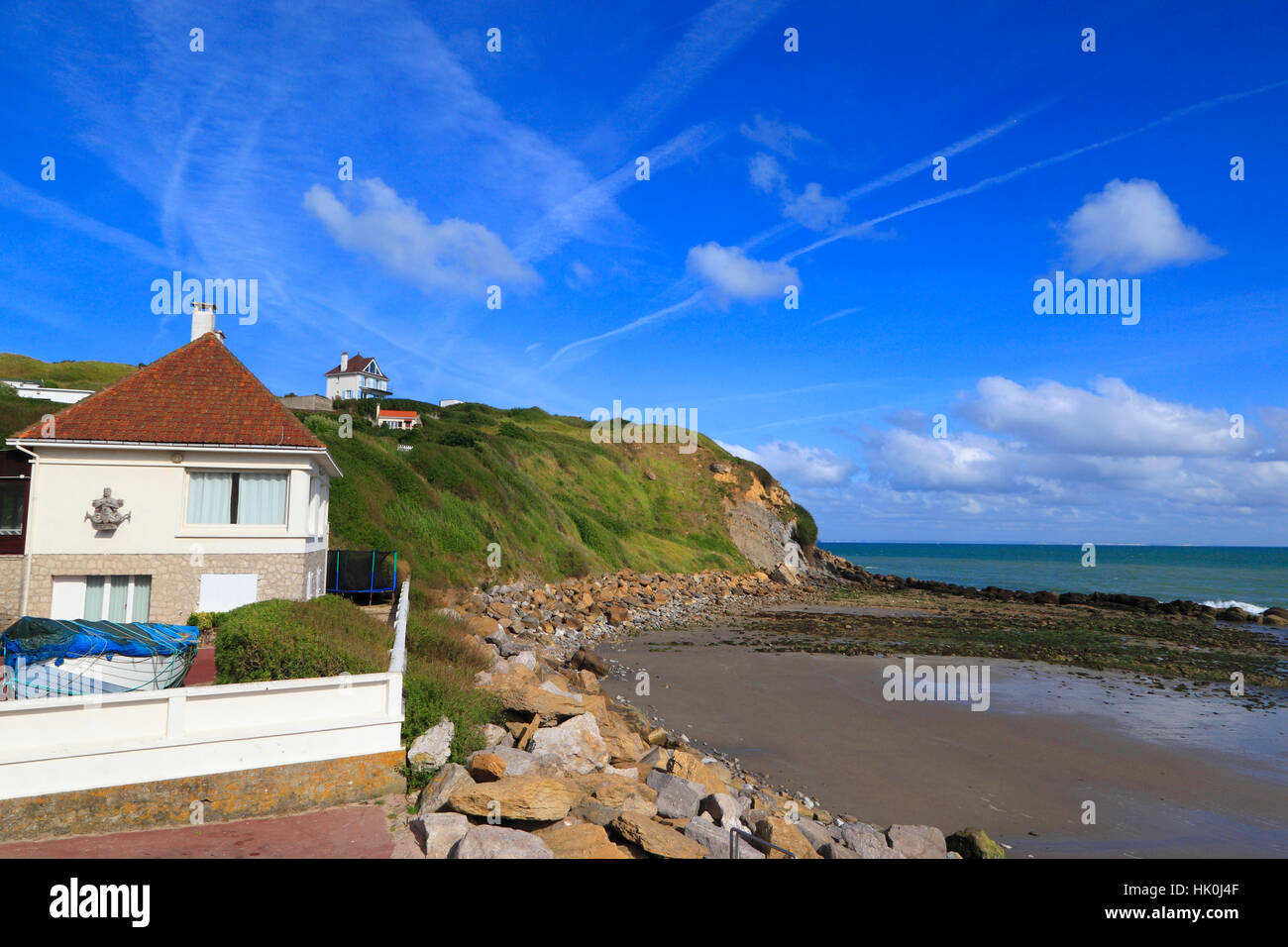 France, North Coast. Cap Gris-Nez, Audinghen, seaside houses Stock ...