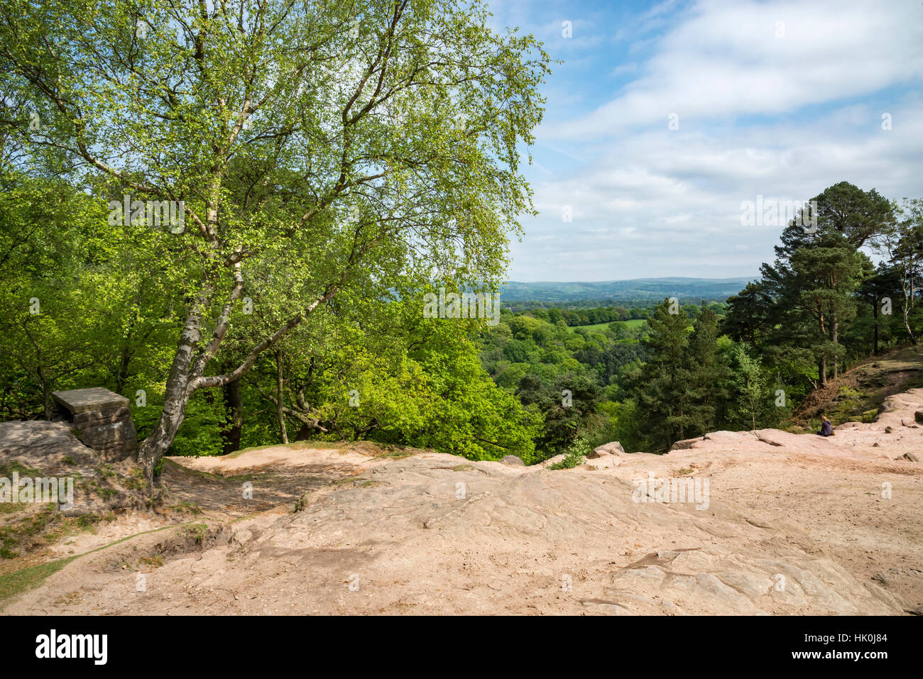 Stormy point at Alderley edge, Cheshire, England. A popular viewpoint with views of the Cheshire countryside. Stock Photo