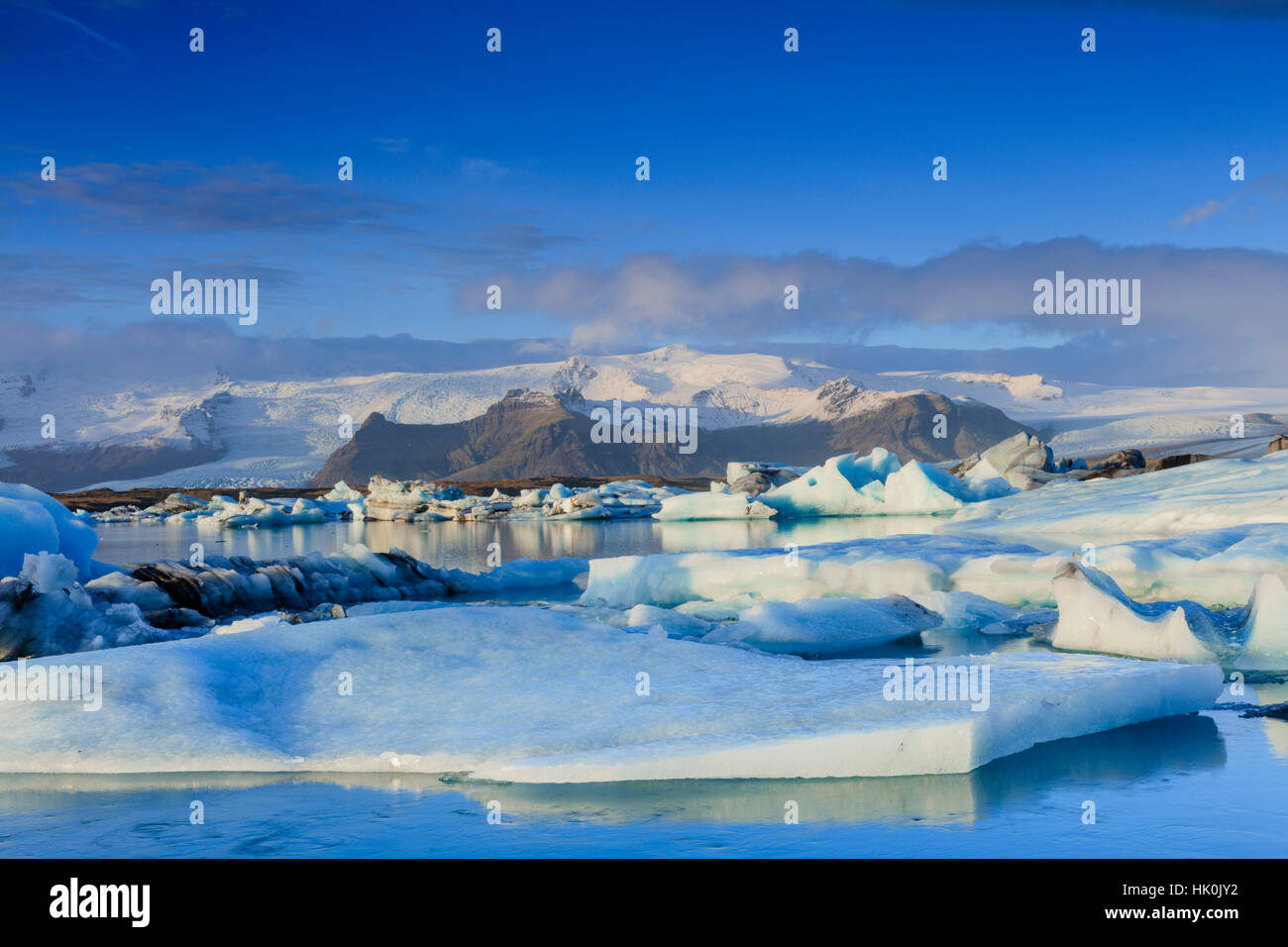 Icebergs in the Jokulsarlon glacial lake in Vatnajokull National Park in southeast Iceland, Polar Regions Stock Photo