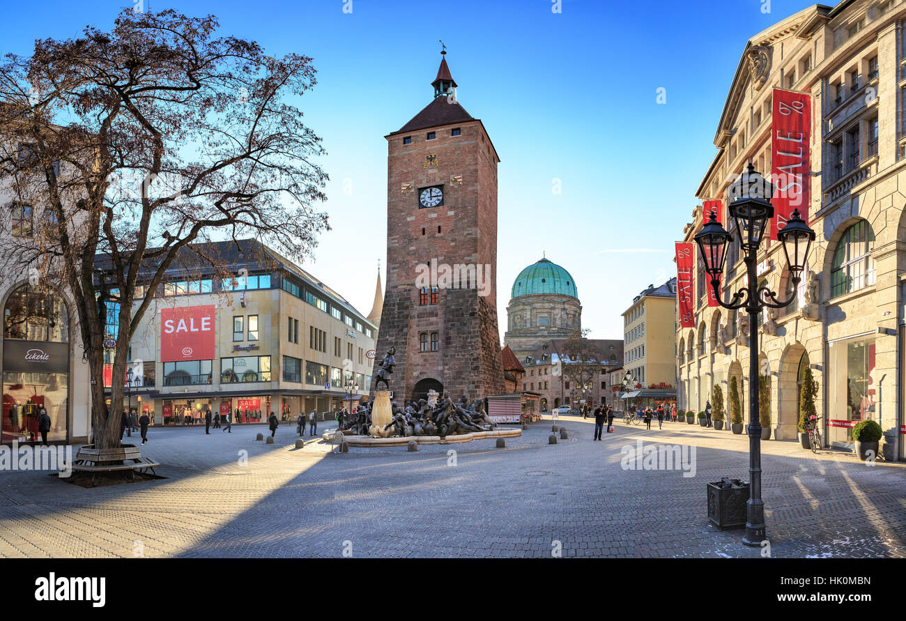 NUREMBERG, GERMANY - CIRCA OCTOBER, 2016: The streets of Nuremberg town, Germany Stock Photo