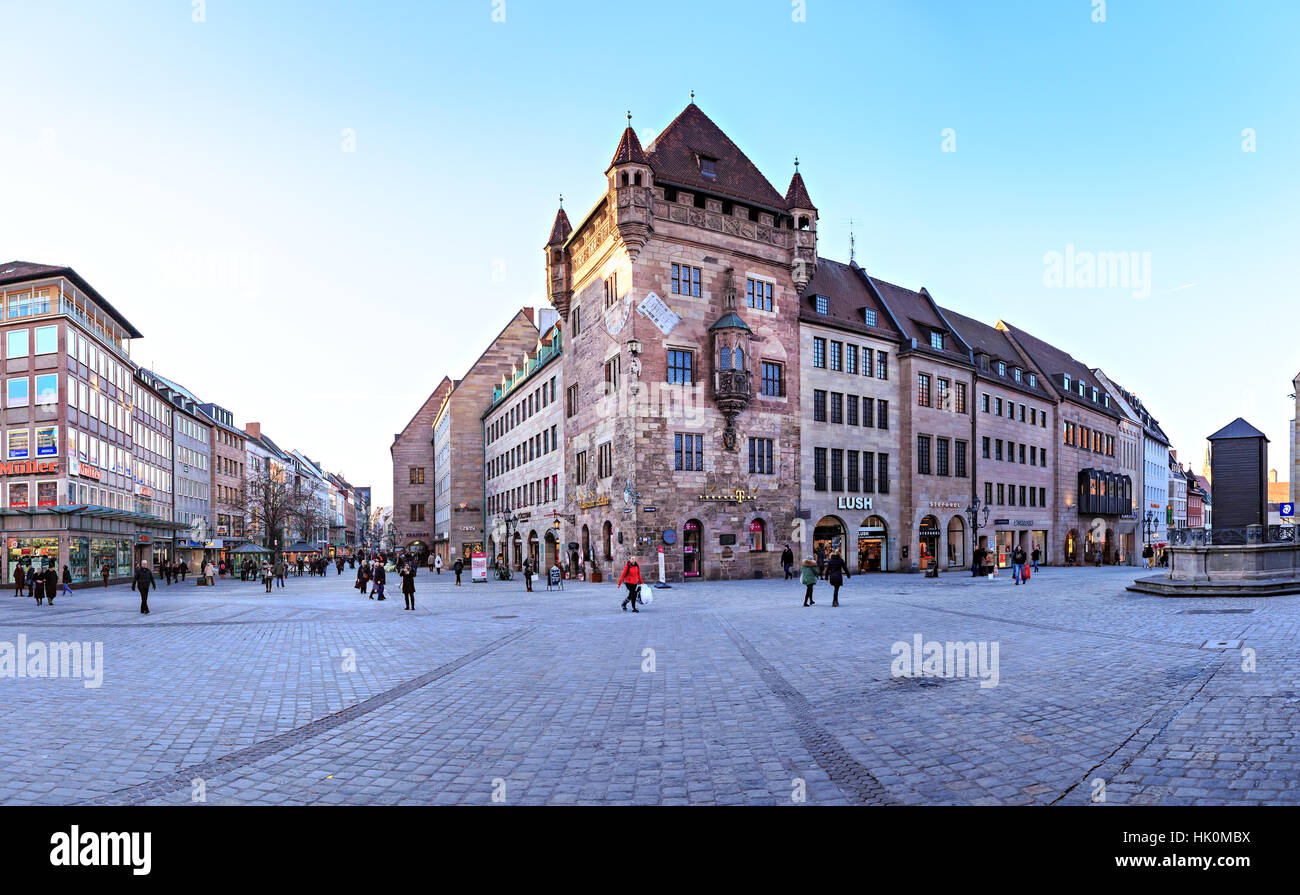 NUREMBERG, GERMANY - CIRCA OCTOBER, 2016: The streets of Nuremberg town, Germany Stock Photo