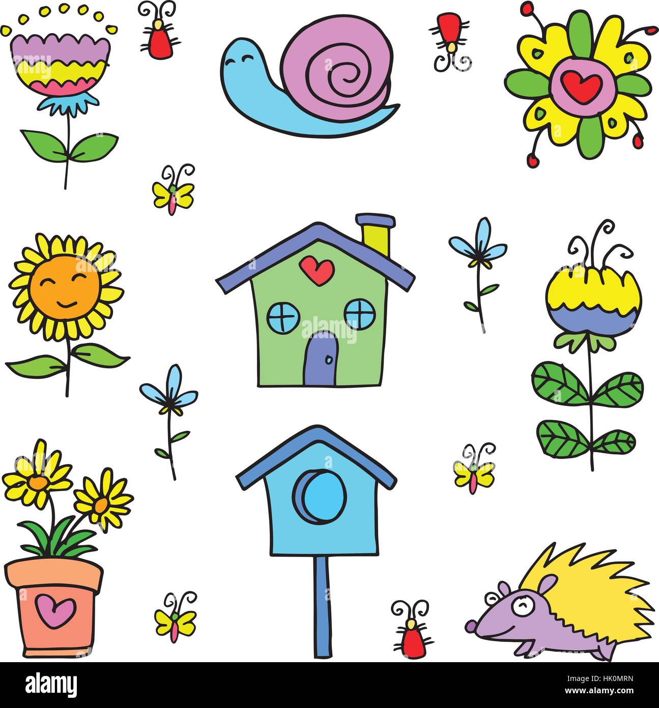 Vector art of spring set doodles Stock Vector Image & Art - Alamy
