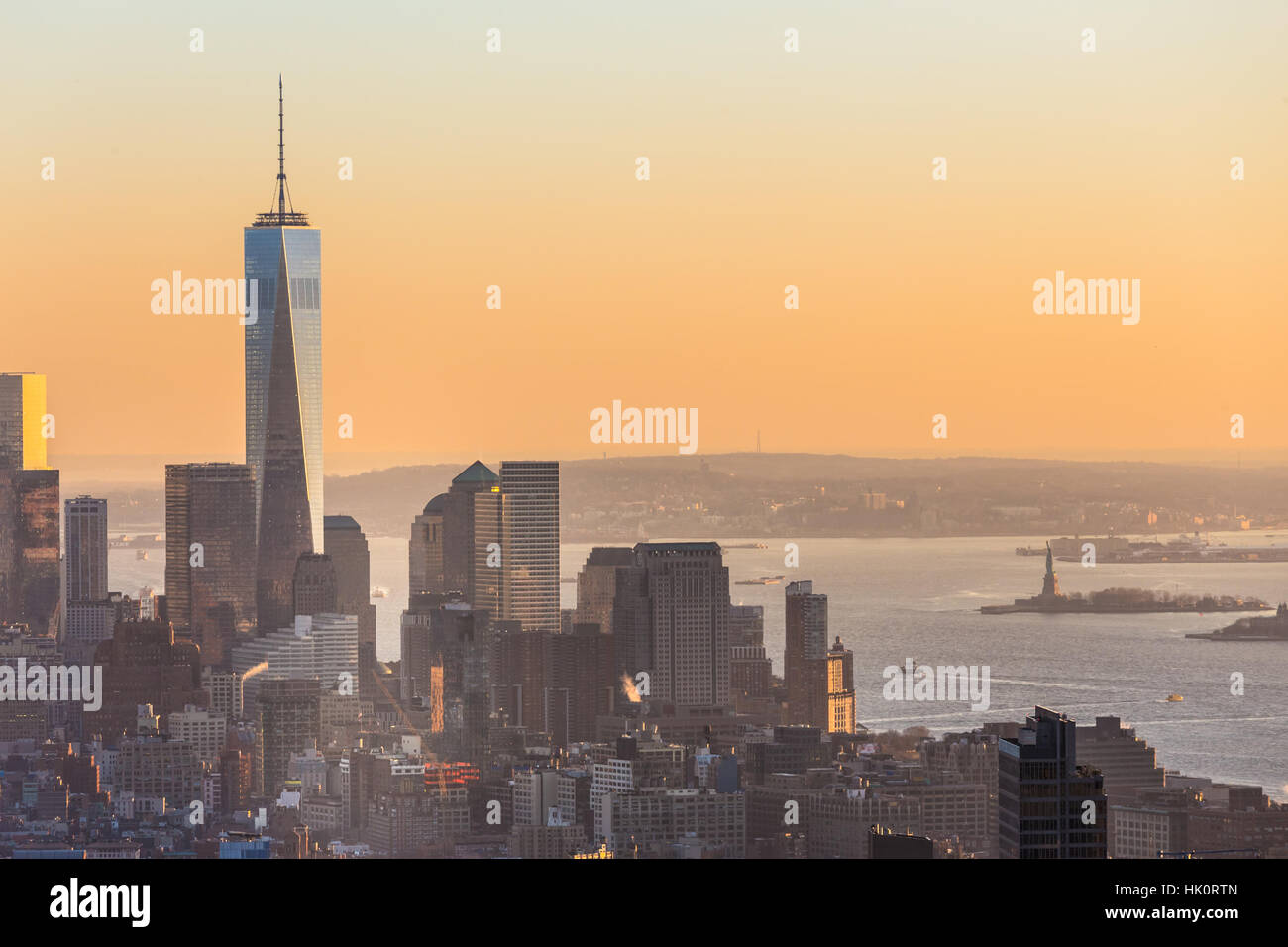 New York City Manhattan skyline in sunset Stock Photo - Alamy
