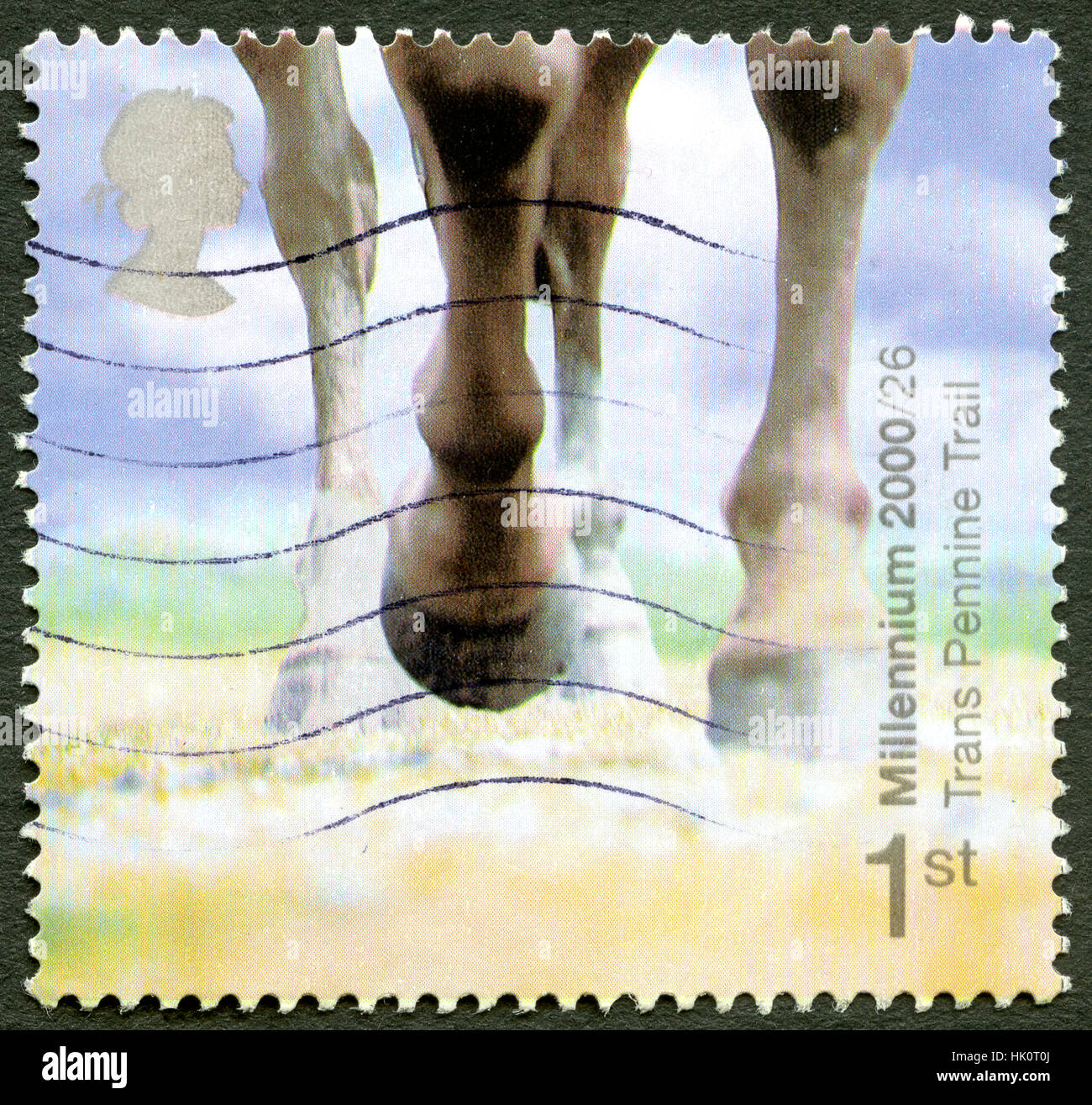 UK - CIRCA 2000: A used postage stamp from the UK, commemorating the Trans Pennine Trail in Northern England. Stock Photo