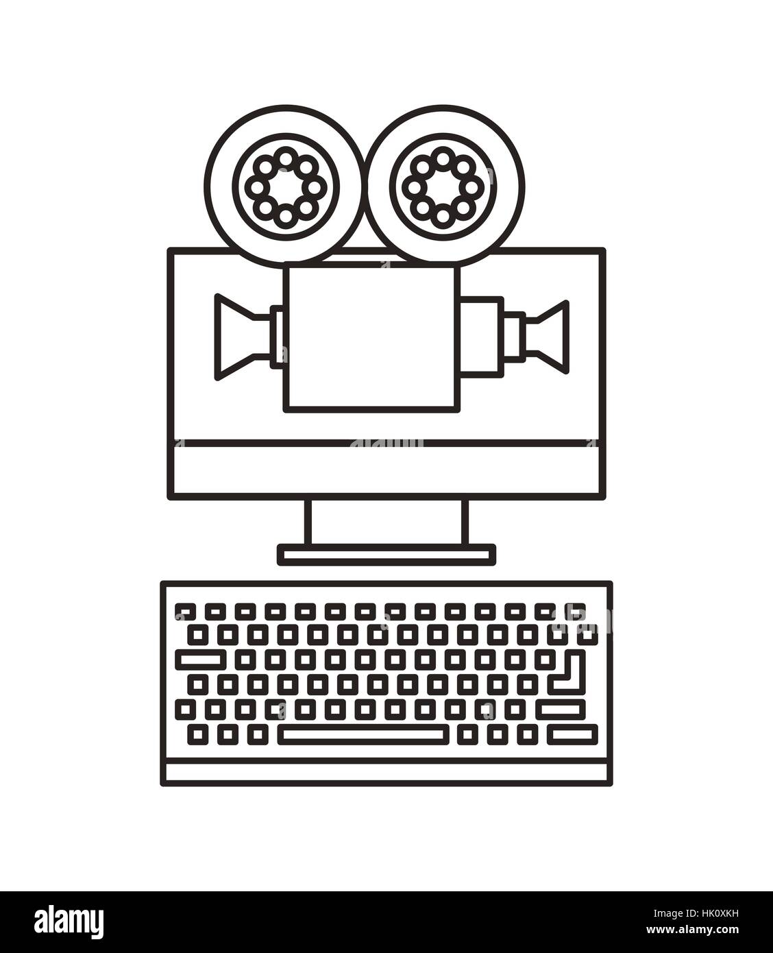computer device with video recorder icon over white background. vector ...