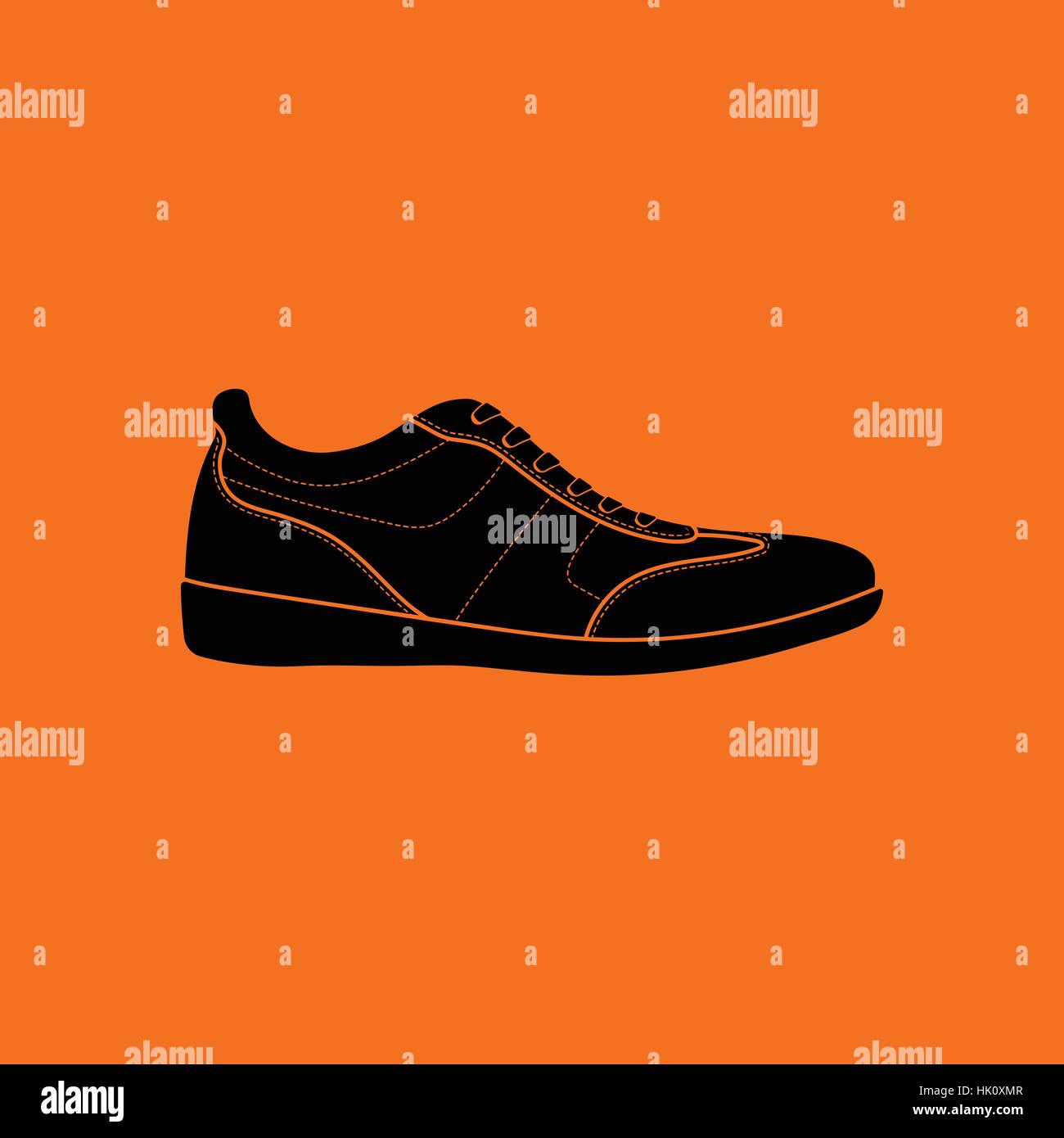 Man casual shoe icon. Orange background with black. Vector illustration ...
