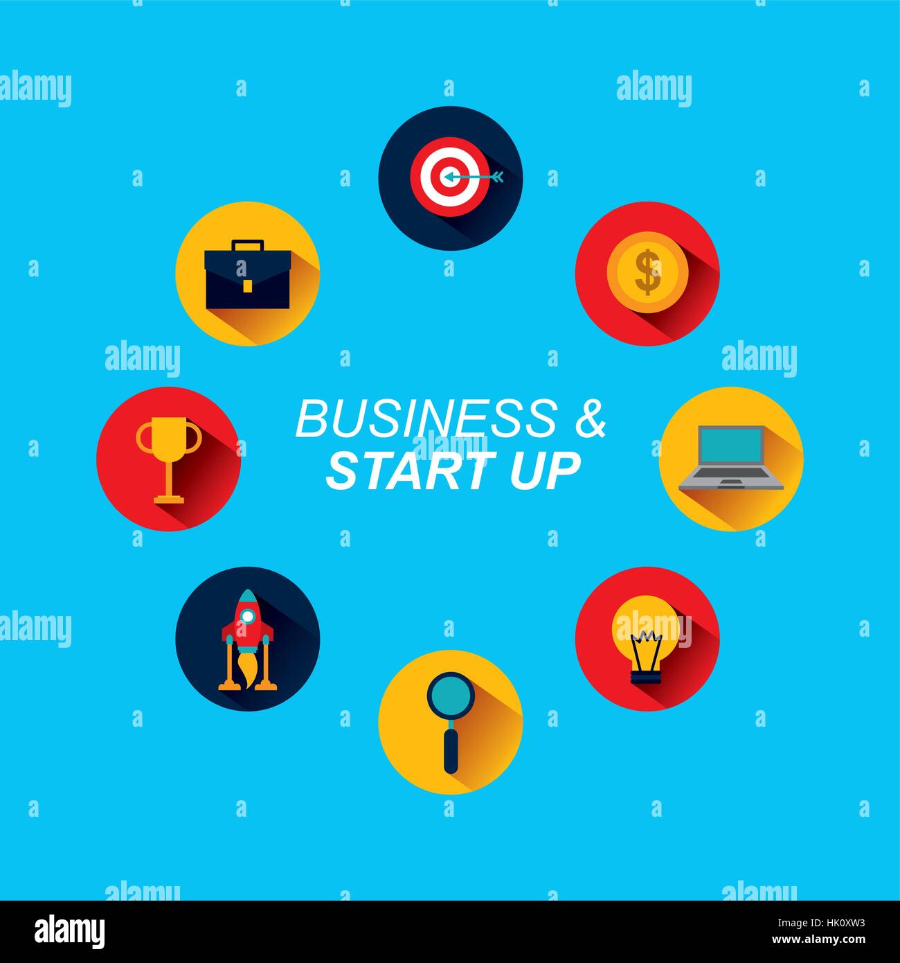 icons of business and start up concept. colorful design. vector ...
