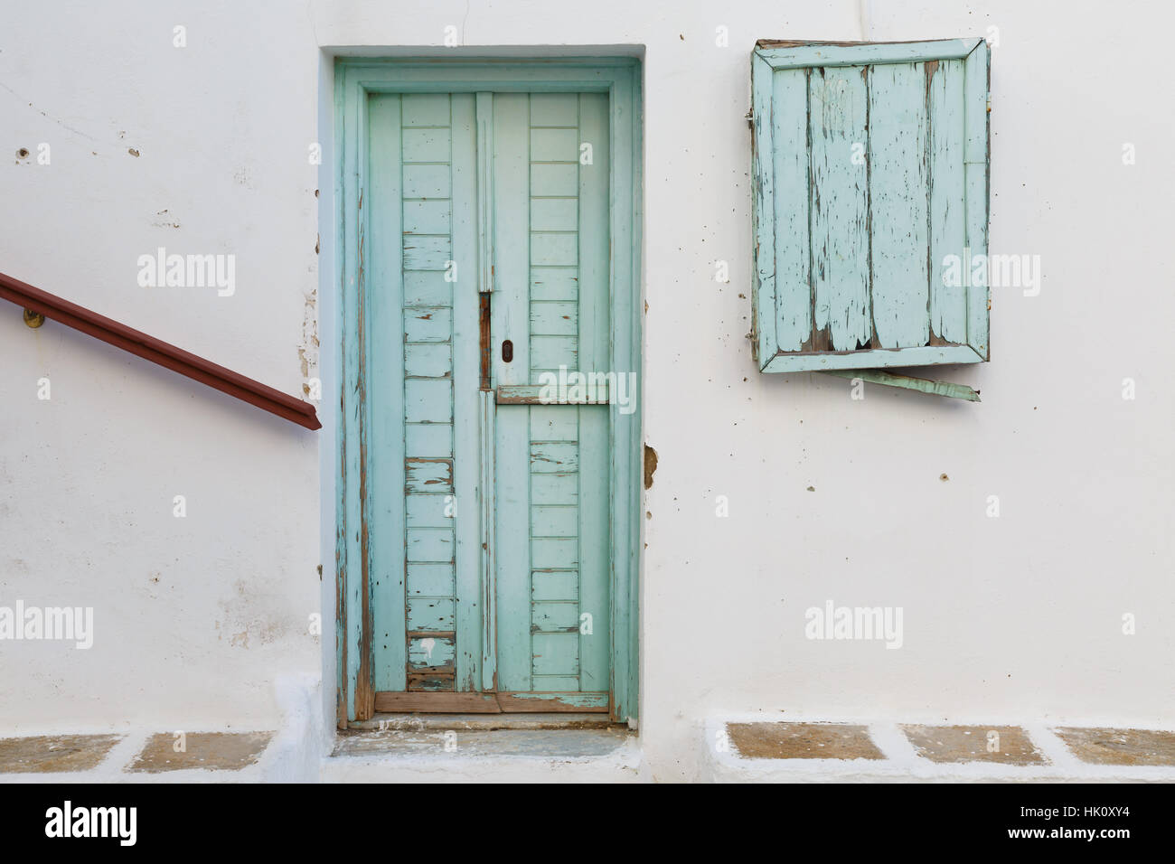 Door of a house in Ios village in Greece Stock Photo Alamy