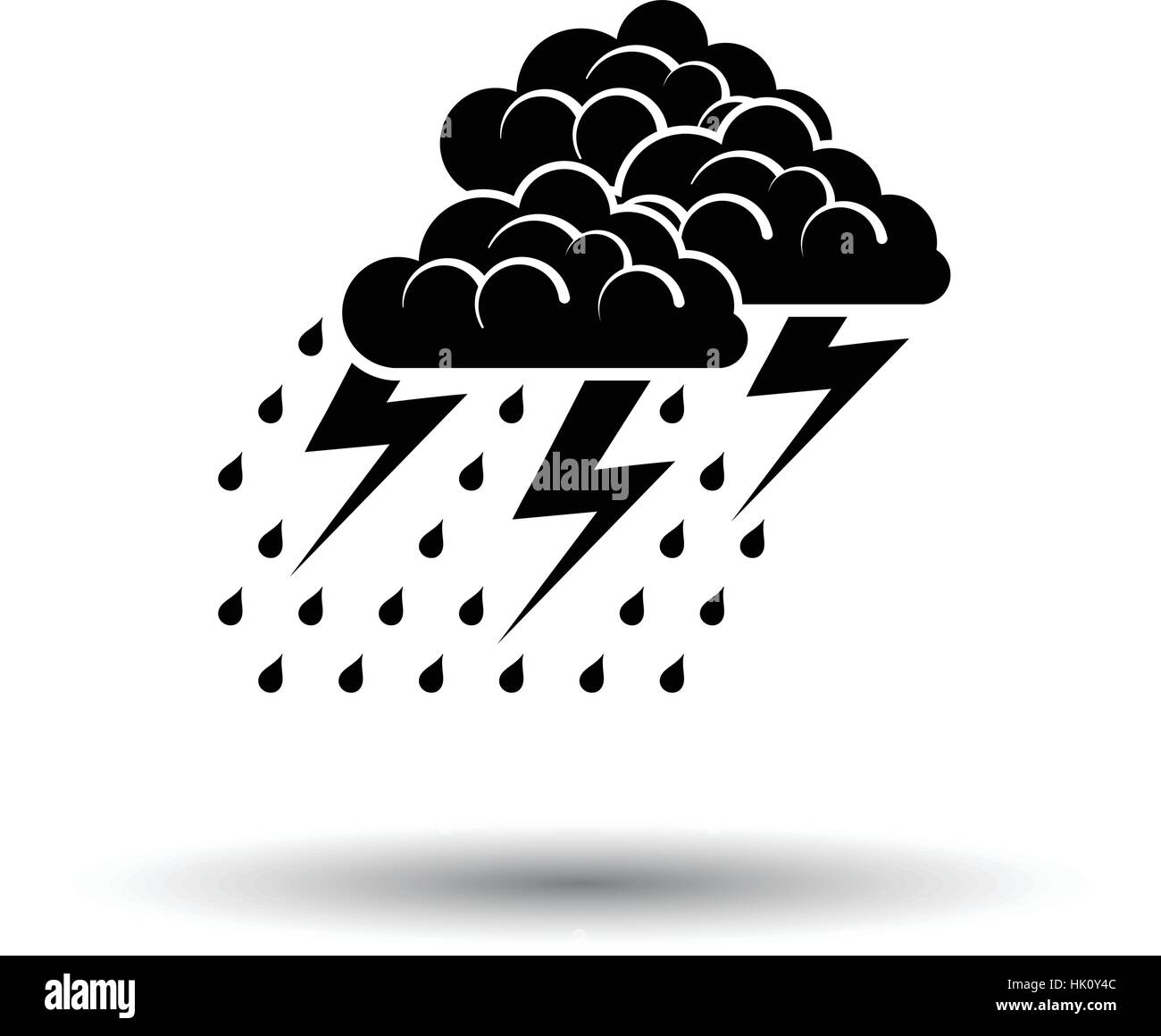 Thunderstorm icon. White background with shadow design. Vector