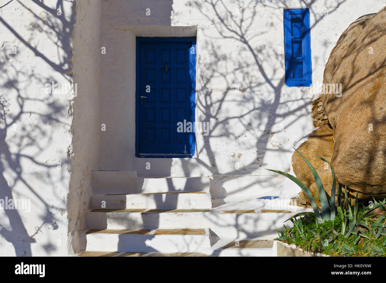 Door of a house in Ios village in Greece Stock Photo Alamy
