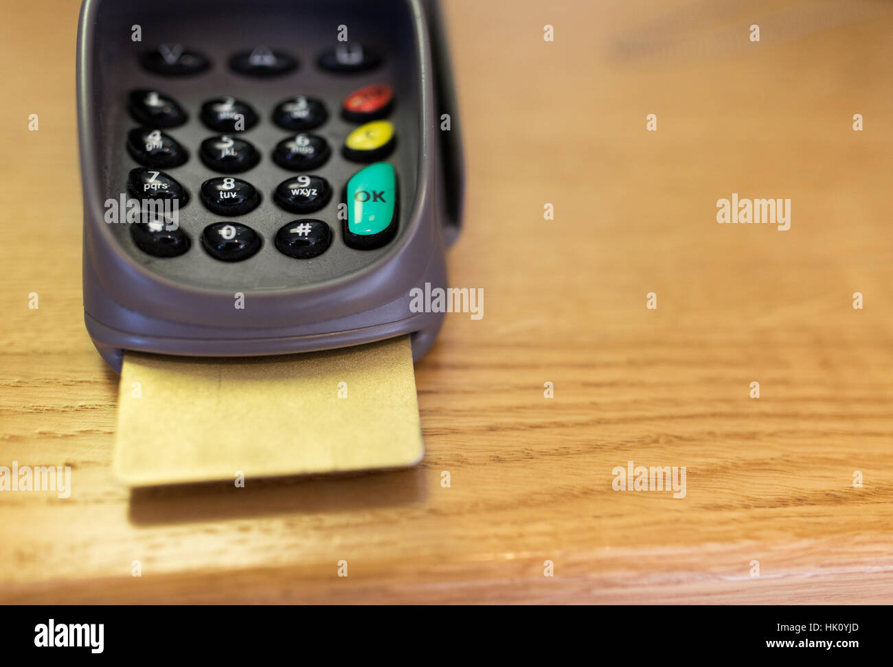 close up of bank card reader or atm terminal Stock Photo