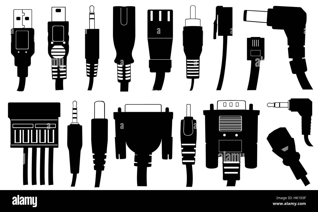 Set of different connectors isolated Stock Photo - Alamy