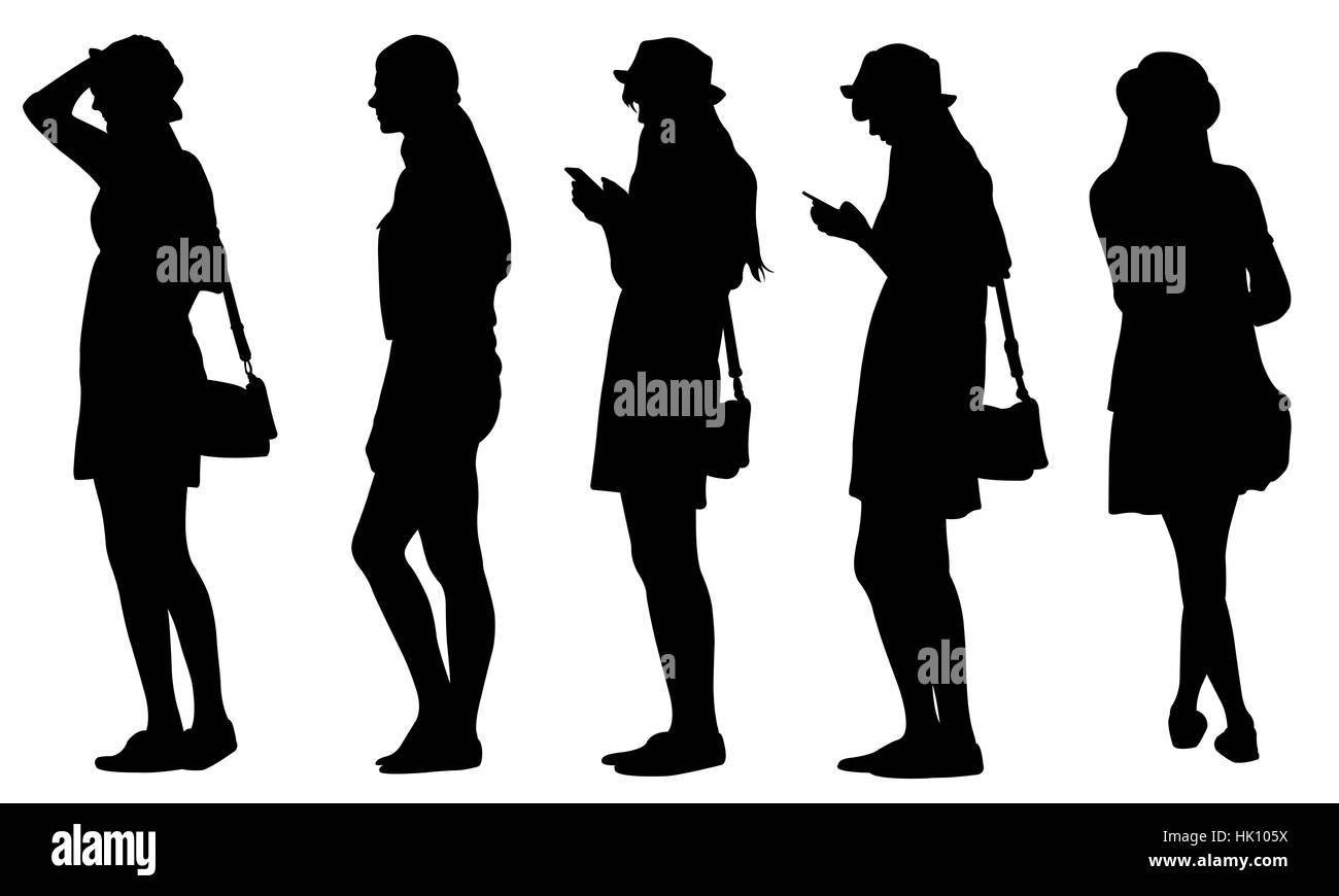 Set of teenage girls silhouettes Stock Photo - Alamy