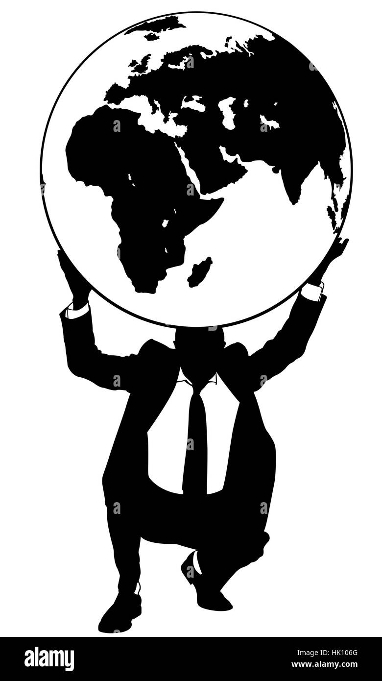 Illustration of businessman holding the earth globe Stock Photo - Alamy