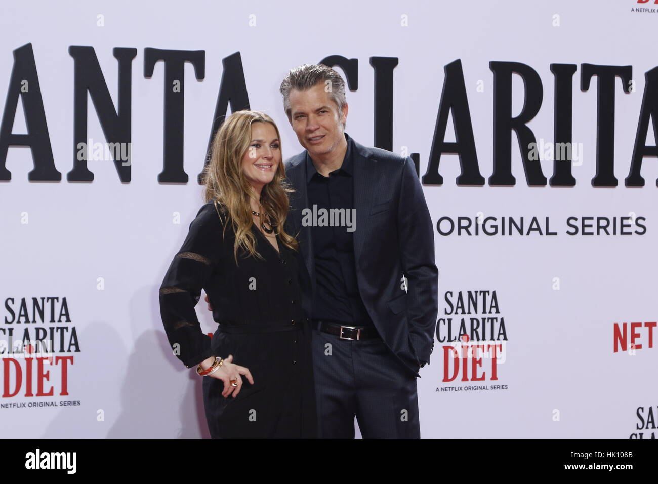 Timothy Olyphant and Drew Barrymore attending the "Santa Clarita Diet ...