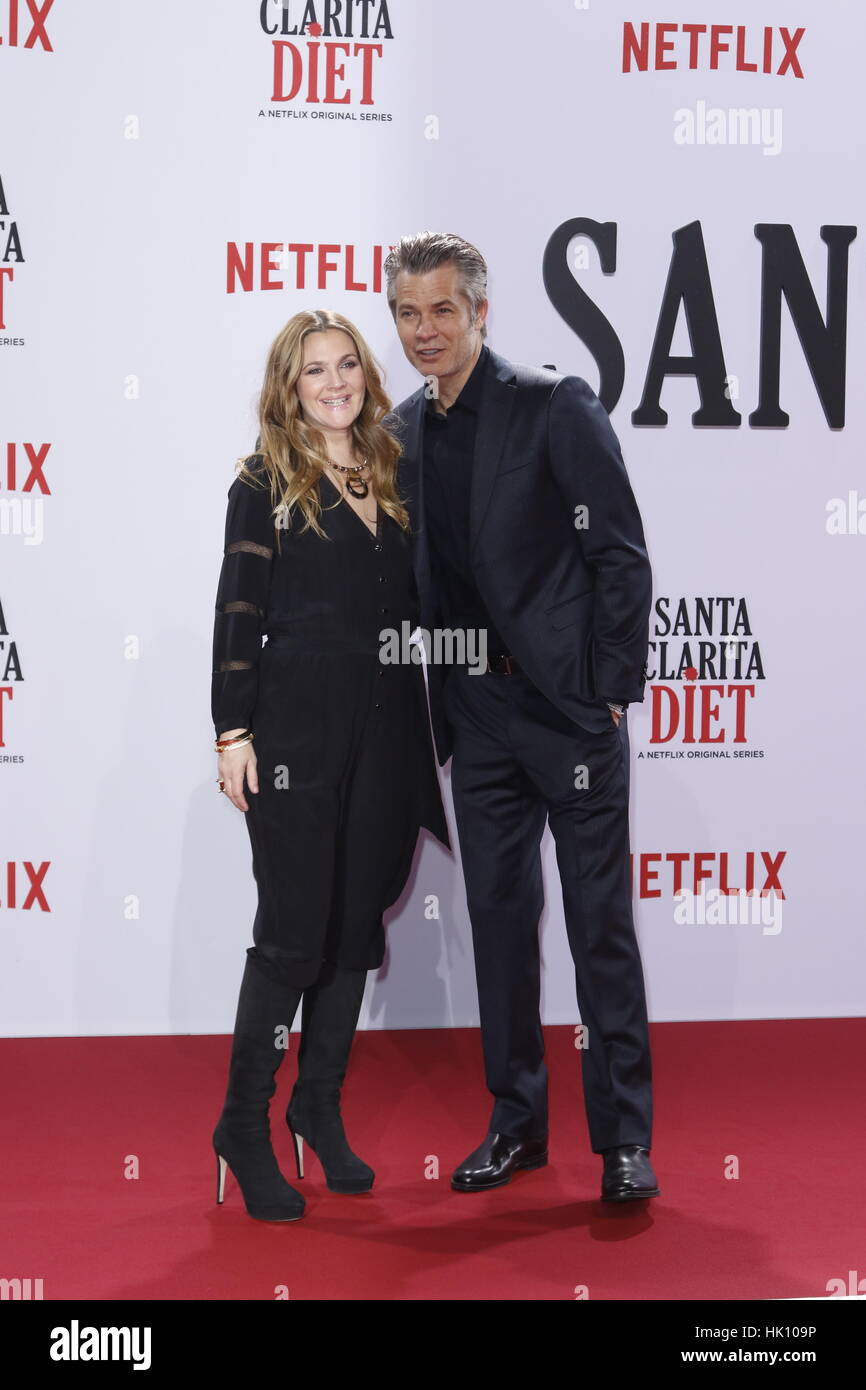 Timothy Olyphant and Drew Barrymore attending the "Santa Clarita Diet ...