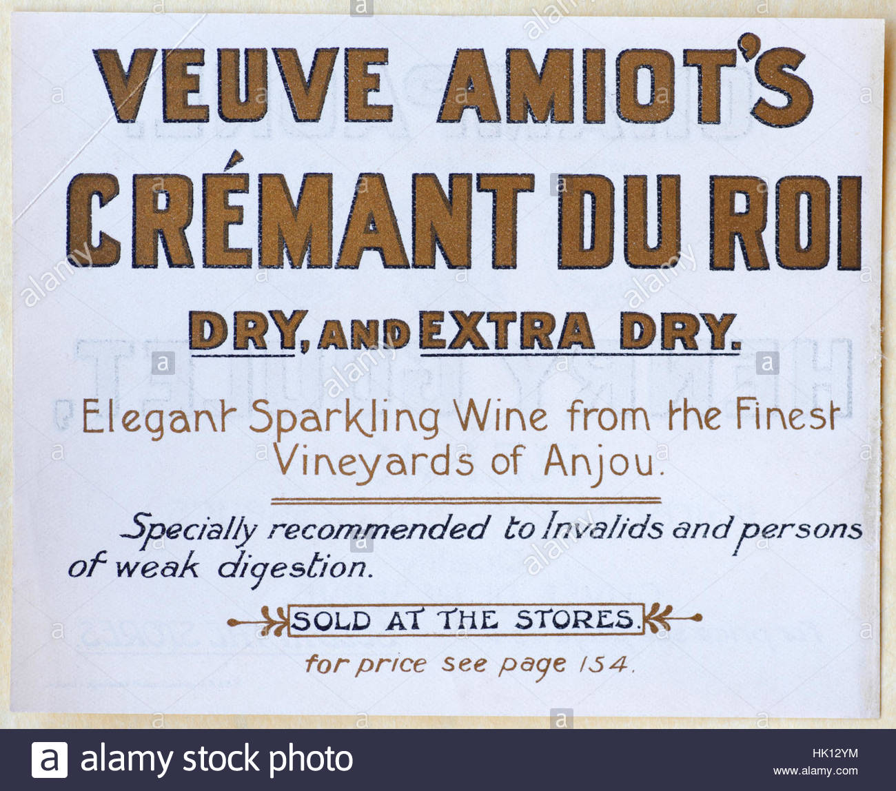 Veuve Amiot's Cremant Du Roi, original vintage advertising from circa 1900 Stock Photo