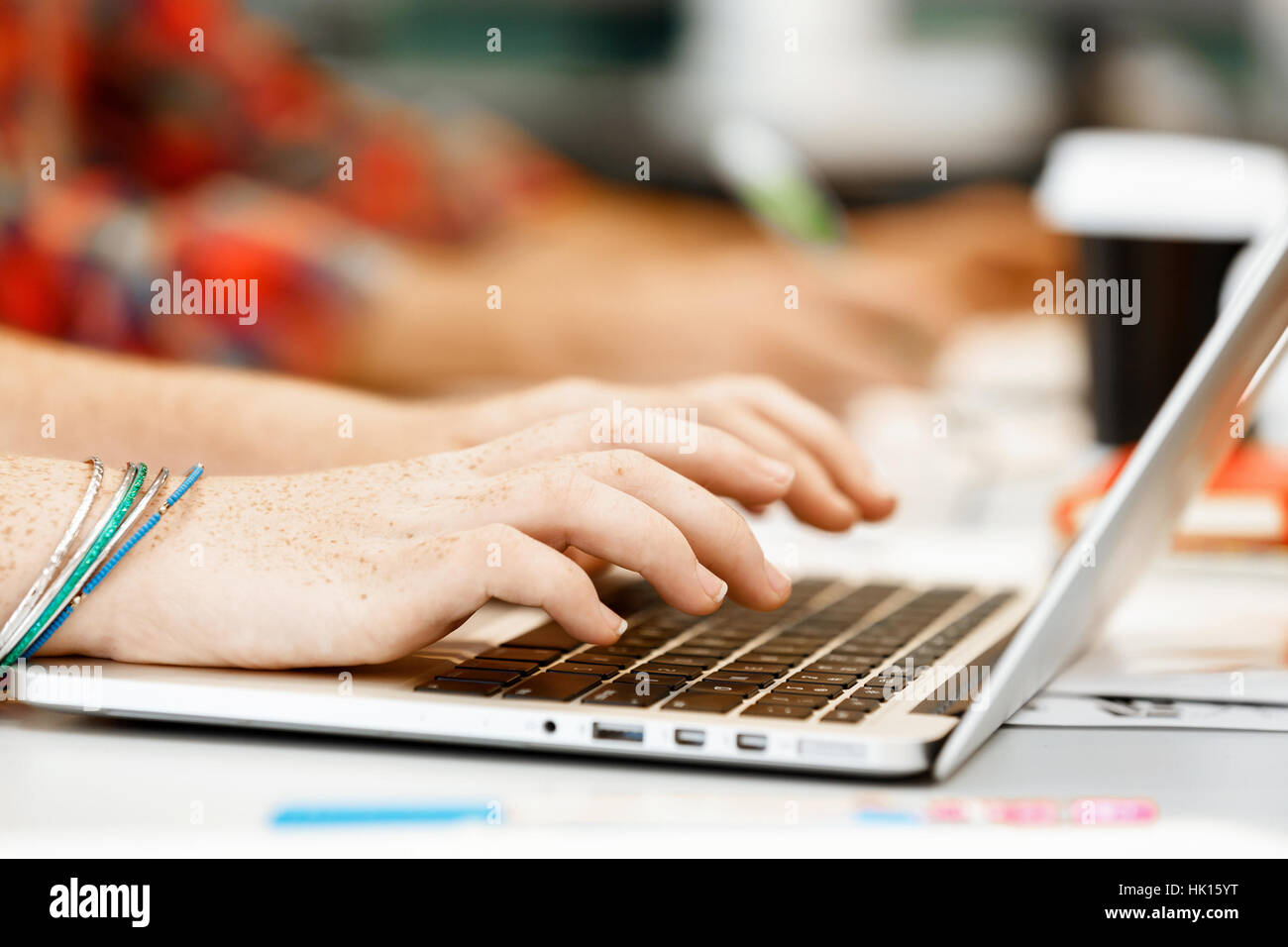 Female hands using typing on hi-res stock photography and images - Alamy