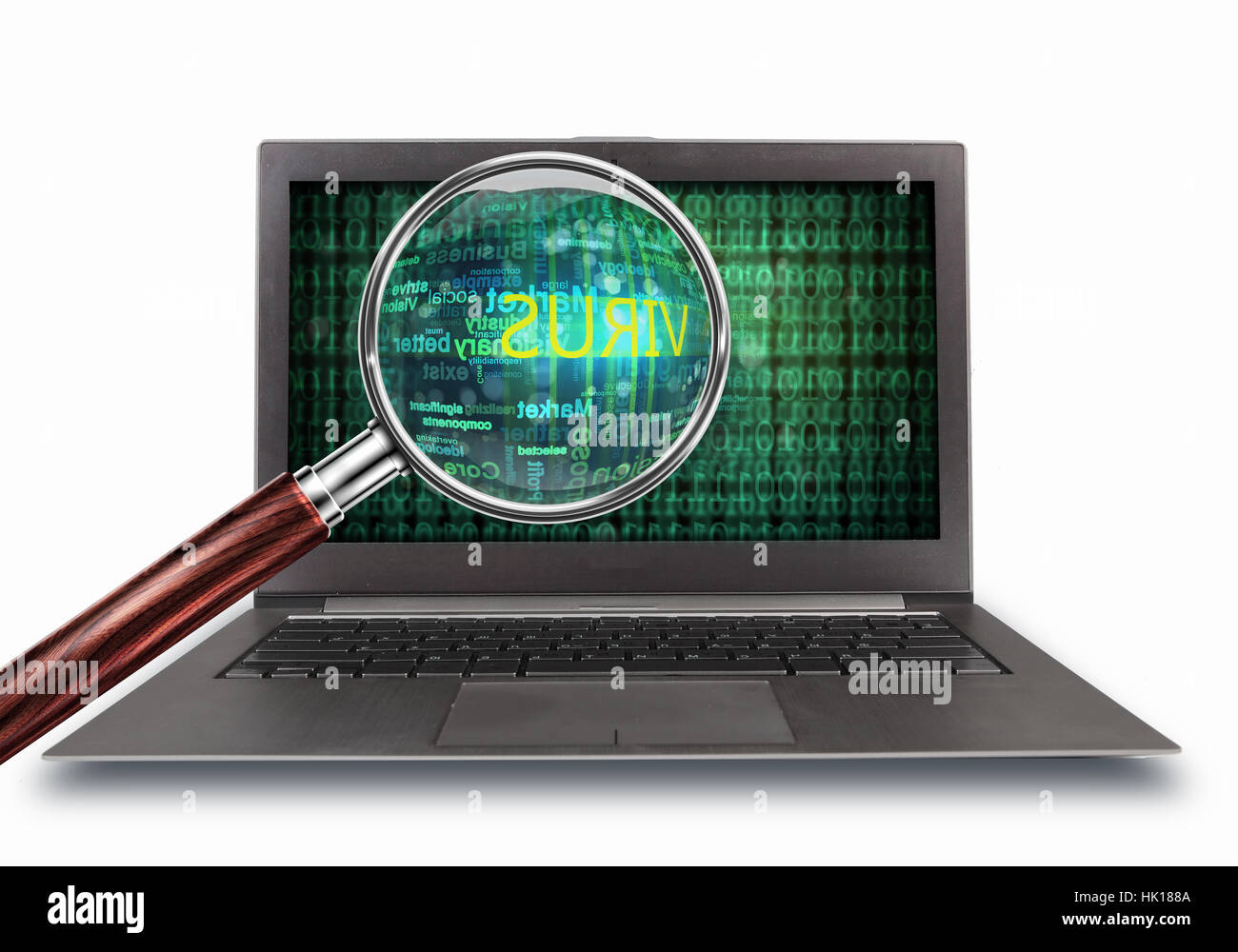 A computer virus detection symbol illustration with word Virus Stock ...