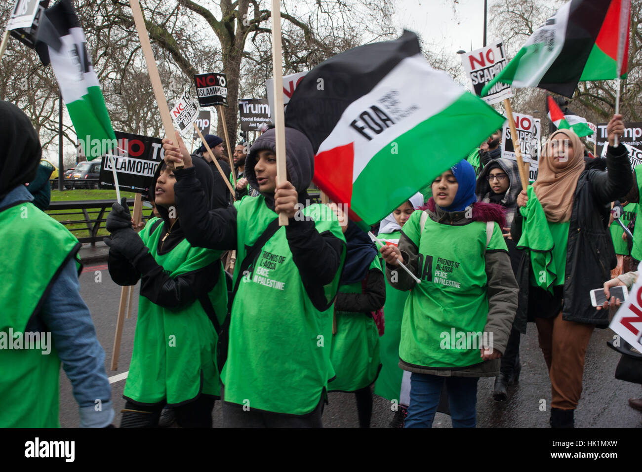 London, UK. 4th February, 2017. Children marching at 4th Feb 2017 London March against Donald Trump Credit: Pauline A Yates/Alamy Live News Stock Photo