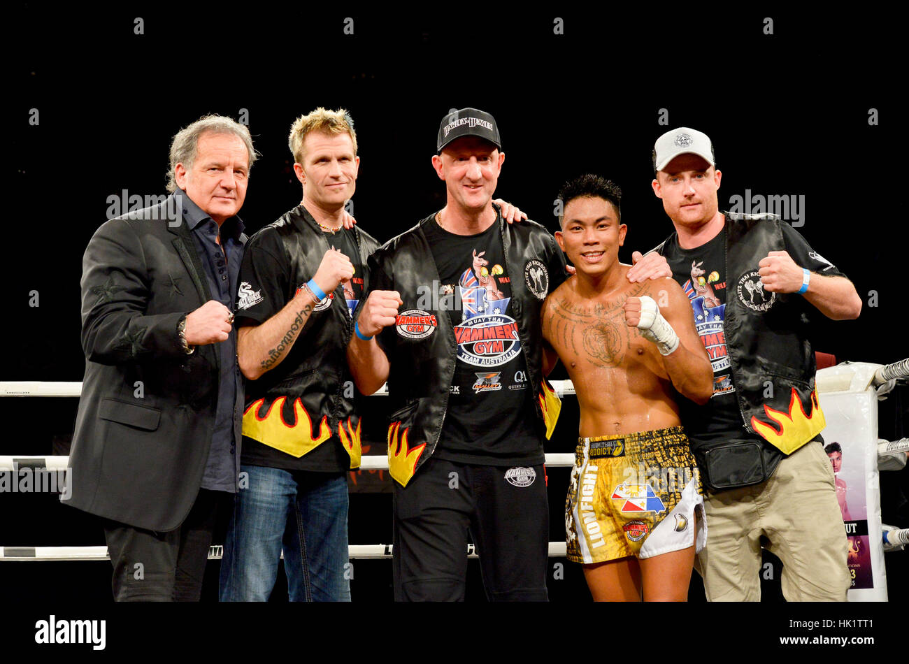 Las Vegas, USA. 3rd Feb, 2017. Competitors fight during the premier Muay Thai Lion Fight 34 at the Tropicana Hotel and Casino in Las Vegas, Nevada. Credit: Ken Howard Images/Alamy Live News Stock Photo