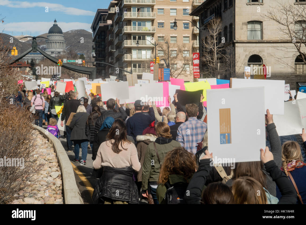 Salt Lake City, USA. 4th Feb, 2017. People in Salt Lake City march to support refugees and oppose President Trump's executive order banning travel from some predominantly Muslim countries. Credit: Brent Olson/Alamy Live News Stock Photo