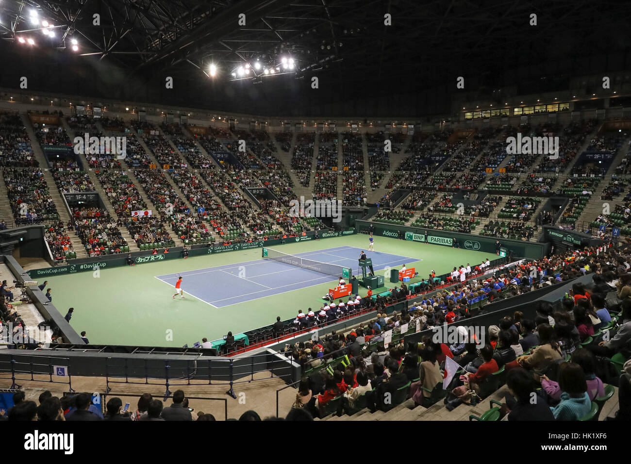 Tokyo, Japan. 3rd Feb, 2017. Ariake Colosseumduring the BNP Paribas 1st round tennis tournament Japan vs France, at Ariake Coliseum in Tokyo. Credit: Yan Lerval/AFLO/Alamy Live News Stock Photo