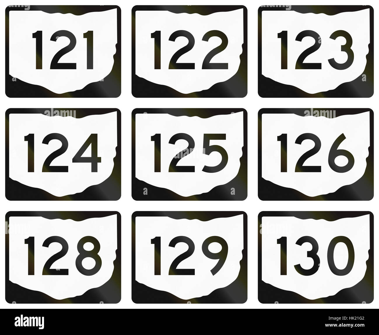 Collection of Ohio Route shields used in the United States. Stock Photo