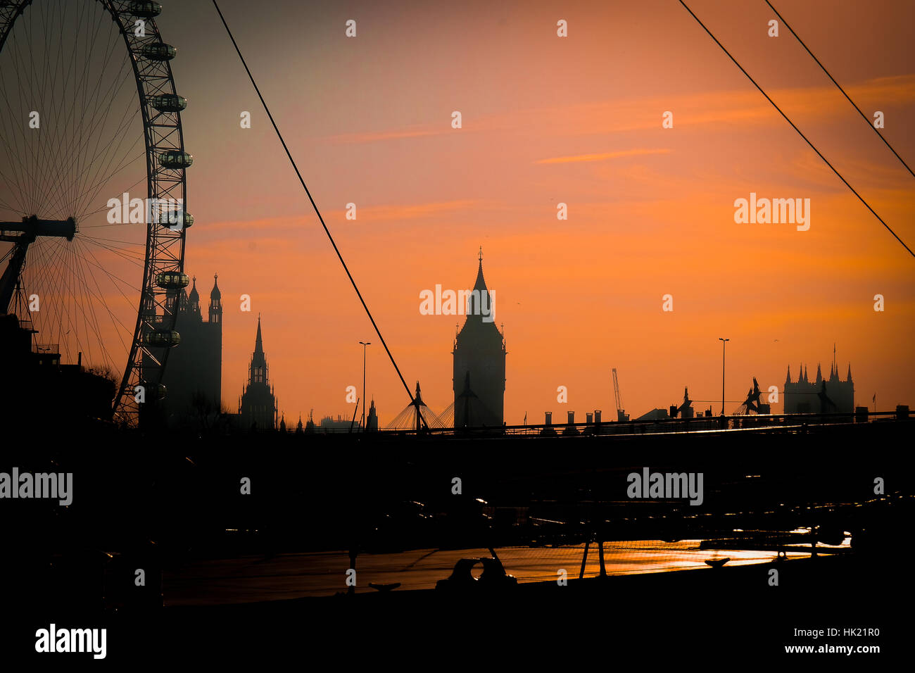 Sunset over London's iconic skyline Stock Photo