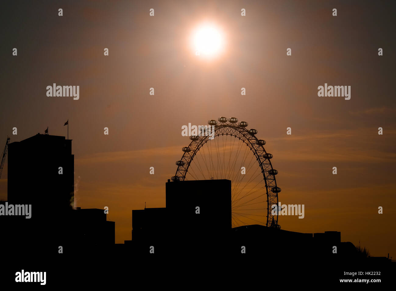 The sun sets over London's iconic skyline Stock Photo
