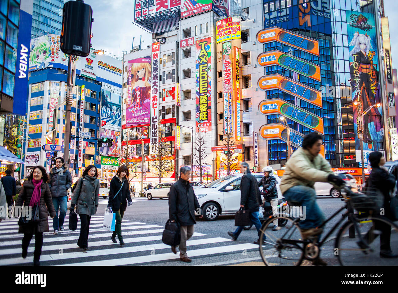 Townscape, Street scene, at Chuo Dori street, Akihabara, Tokyo, Japan. Stock Photo