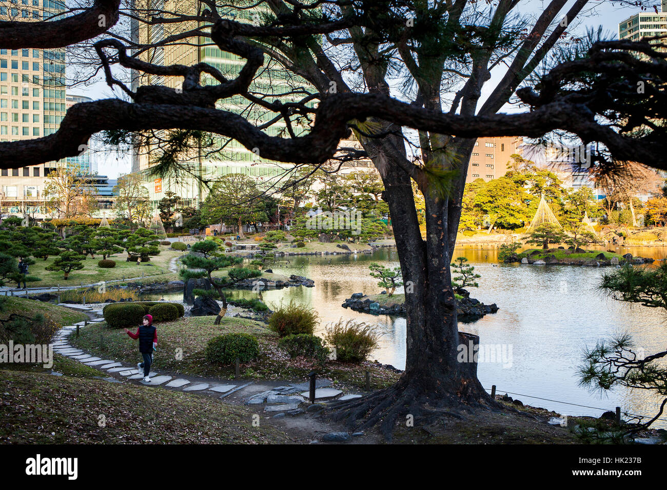 Townscape, Kyu Shiba Rikyu garden, Tokyo, Japan Stock Photo